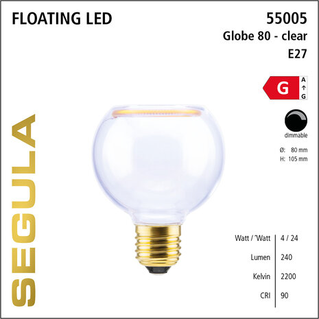 Segula Floating SG-55015 LED Globelamp E27 fitting 4W 80mm