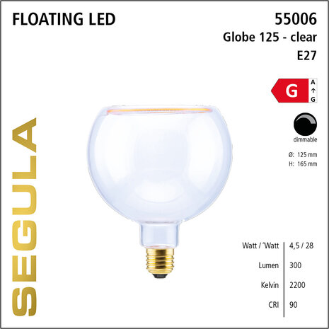 Segula Floating SG-55006 LED Globelamp E27 fitting 4.5W 125mm