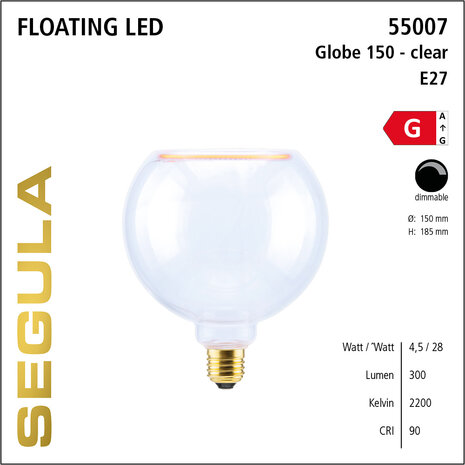 Segula Floating SG-55007 LED Globelamp E27 fitting 4.5W 150mm