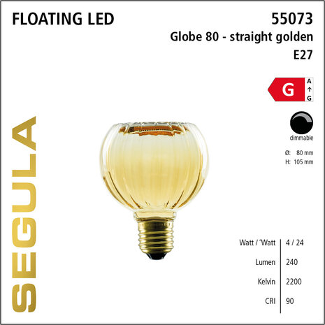 Segula Floating LED Straight Golden SG-55073 Globelamp E27 4W 80mm