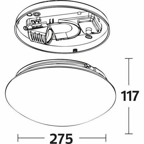 LED Plafondlamp met Bewegingssensor - 360&deg; Sensor - E27 Fitting - Opbouw - Ovaal - Mat Wit - Glas