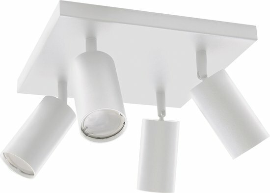 Manam - Modern PlafondSpot - Keuken/woonkamer/Slapkamer Lamp - 4 x GU10 Fitting Armatuur - Vierkant - Wit