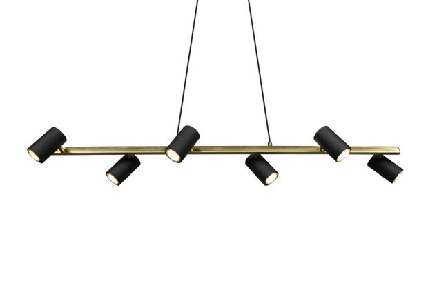 Trio Marley - Hanglamp - Zwart/Goud 6 x gu10 Armatuur