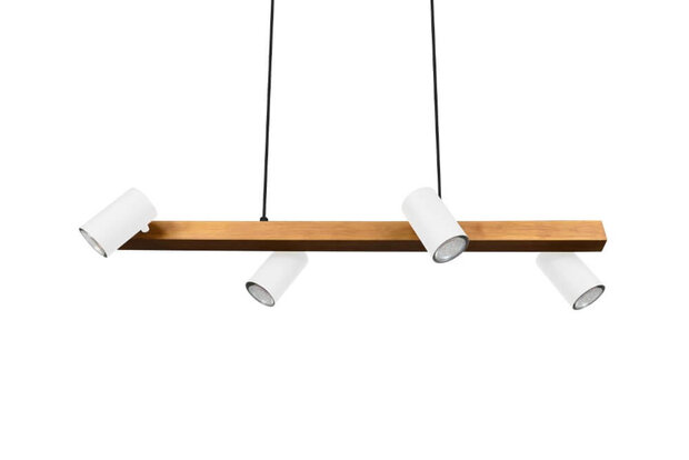 Trio Marley - Hanglamp - Wit/Hout 4 x gu10 Armatuur