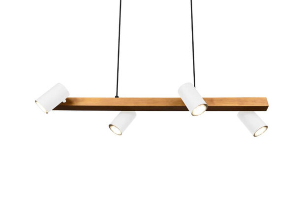 Trio Marley - Hanglamp - Wit/Hout 4 x gu10 Armatuur