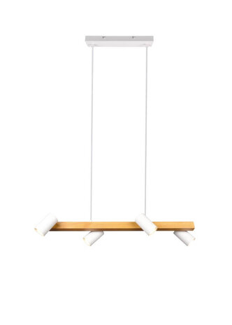 Trio Marley - Hanglamp - Wit/Hout 4 x gu10 Armatuur