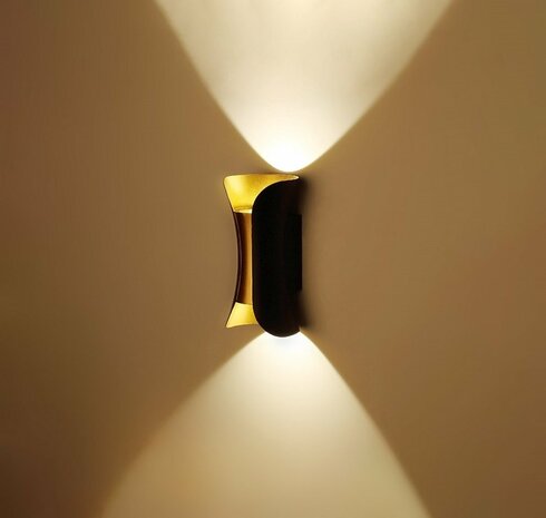 Led Buiten wandlamp - Marvel - 10w - 4200K Daglicht - 517 Lumen - Zwart/Gold - IP65