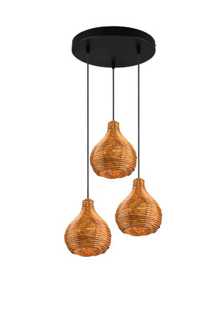 Reality - Sprout - Hanglamp - Hangverlichting - E14 Fitting - 3-lichts - Rond - Bruin - Hout