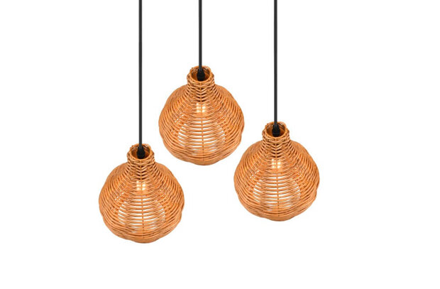 Reality - Sprout - Hanglamp - Hangverlichting - E14 Fitting - 3-lichts - Rond - Bruin - Hout