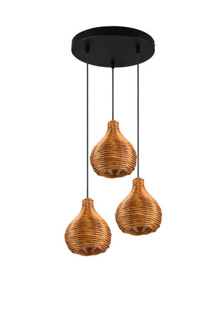 Reality - Sprout - Hanglamp - Hangverlichting - E14 Fitting - 3-lichts - Rond - Bruin - Hout