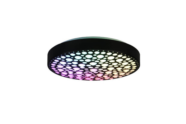 Reality Chizu - LED Plafondlamp - Plafondverlichting - 22W - Aanpasbare Kleur - RGB - Afstandsbediening - Dimbaar - Rond - Zwart - Kunststof - &Oslash;: 40