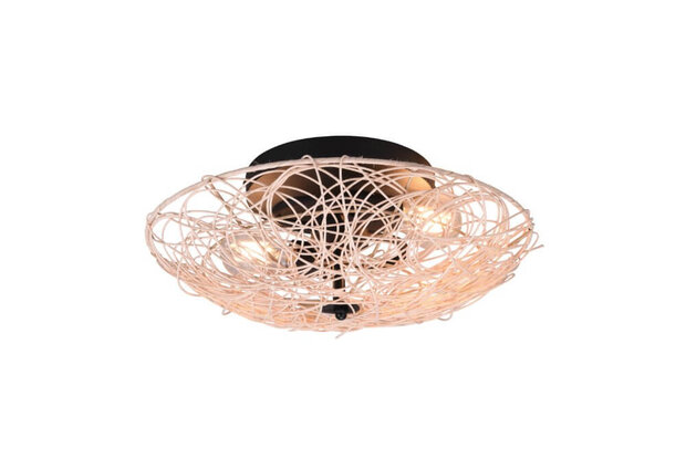 Reality  Lovis - Plafondlamp - Plafondverlichting - E27 Fitting - 2-lichts - Rond - Bruin - Hout