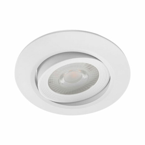 LED Spot - Inbouwspot - 5W - Warm Wit 3000K - Mat Wit - Rond - Kantelbaar