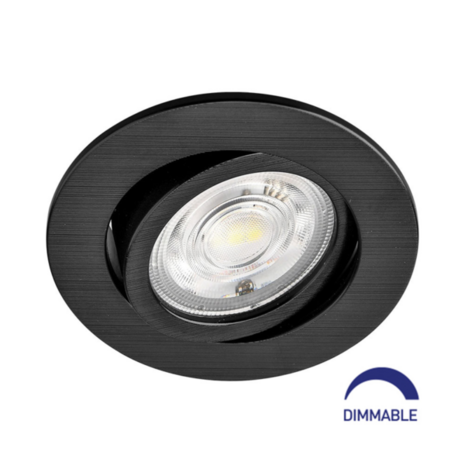 LED Spot - Inbouwspot - 7W - CCT 3000K 4000K 6000K - Mat Zwart - Rond - Kantelbaar - Dimbaar