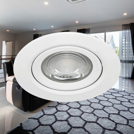 LED Spot - Inbouwspot - 10W - Daglicht Wit 4000K - Mat Wit - Rond - Kantelbaar