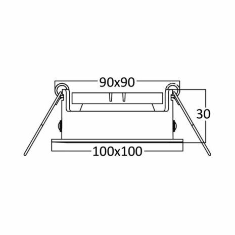 Inbouwspots - Vierkant Inbouw spot - Mat Wit/Zwart - 100mm - Geschikt voor LED