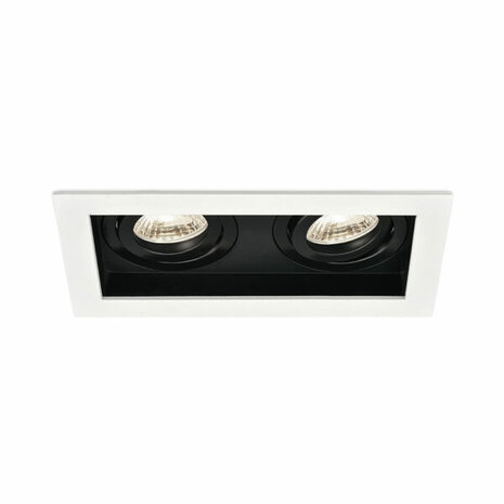 Inbouwspots - Vierkant Inbouw spot - Mat Wit/Zwart - 185mm - Geschikt voor LED