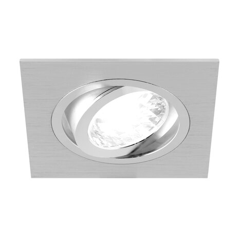 Inbouwspots - Vierkant Inbouw spot - Zilver - Geborsteld - Kantelbaar - 93 mm - Geschikt voor LED