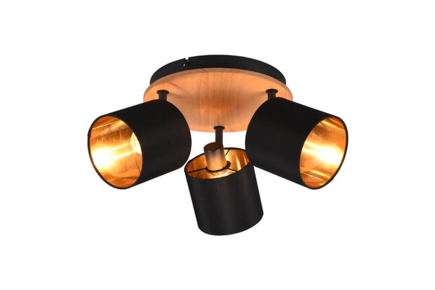 Reality - Tommy - Plafondspot - Plafondverlichting - E14 Fitting - 3-lichts - Rond - Bruin - Aluminium