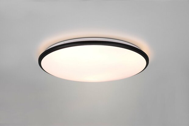 Reality Limbus - LED Plafondlamp - Plafondverlichting - 34W - Warm Wit 3000K - Dimbaar - Rond - Zwart - Kunststof - &Oslash;: 50