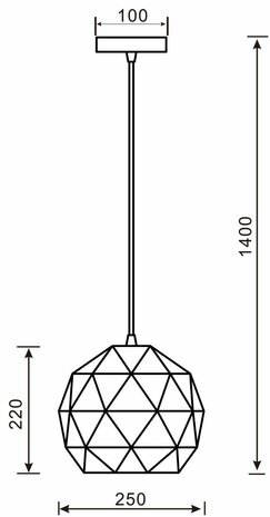 Deko-Light Asterope Round 250 mm - Hanglamp Metaal - Rond - Mat Zwart