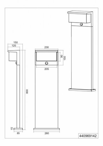 Trio Nestos Pad Verlichting met Sensor antraciet 80cm