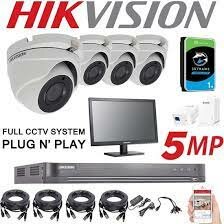 Kit Surveillance Analog Turbo HD 4CH 5MP - 4x Cameras 5MP - DVR DS-7204HUHI / K1 DVR + TP LINK AP + Monitor ds-d5022qe + HDD 2TB