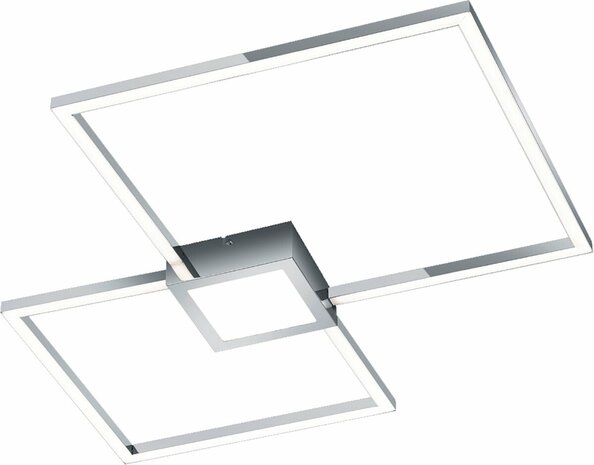 Trio leuchten - LED Plafondlamp - 28W - Natuurlijk Wit 4000K - Dimbaar - Vierkant - Chroom - Aluminium