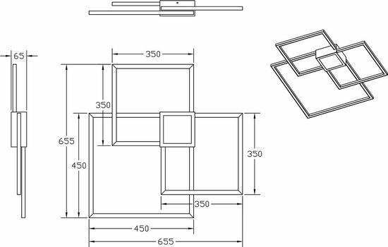 Trio leuchten - LED Plafondlamp - 38W - Natuurlijk Wit 4000K - Dimbaar - Vierkant - Chroom - Aluminium