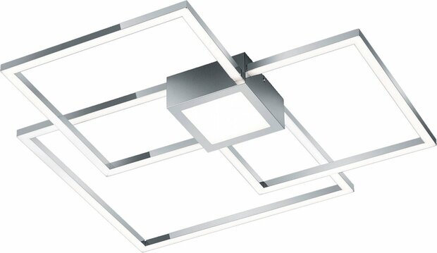 Trio leuchten - LED Plafondlamp - 38W - Natuurlijk Wit 4000K - Dimbaar - Vierkant - Chroom - Aluminium