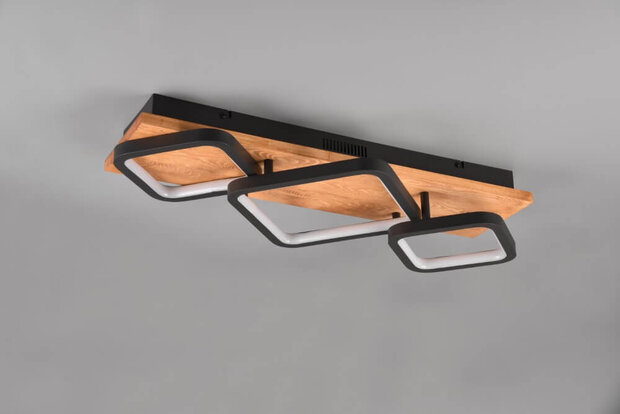 Trio plafondlamp Rama hout met zwart L:675mm