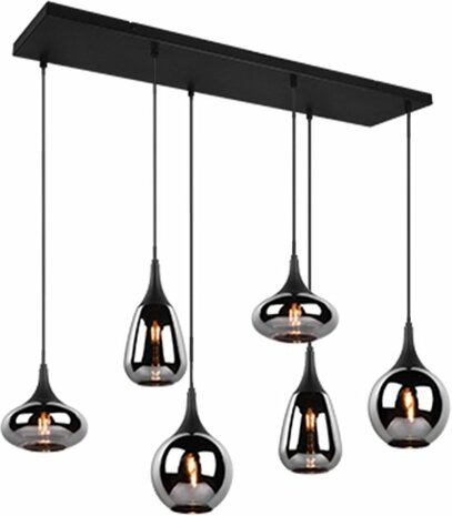 Trio Leuchten Lumina - Hanglamp - Zwart - Verchroomd Glas