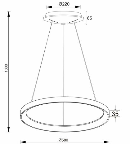 Deko-Light - Merope - Hanglamp - Zwart - Dimbaar - In hoogte verstellbaar - aanpasbare licht kleur - 3000K/4000K - 600mm