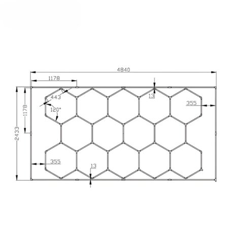 HEXAGON 600W Designer Light  CAR SHOWROOM 440mmx23.6mmx38.1mm