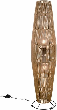 REALITY MIKI - Vloerlamp - Bruin - excl. 2x E27 40W - Voetschakelaar - Naturel sisal