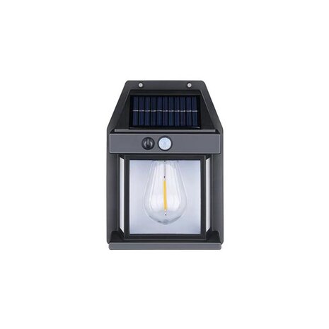 Solar Led wandlamp buiten - Tuinverlichting op zonne-energie - Zwart - 3000K Warm Wit - 70 lumen