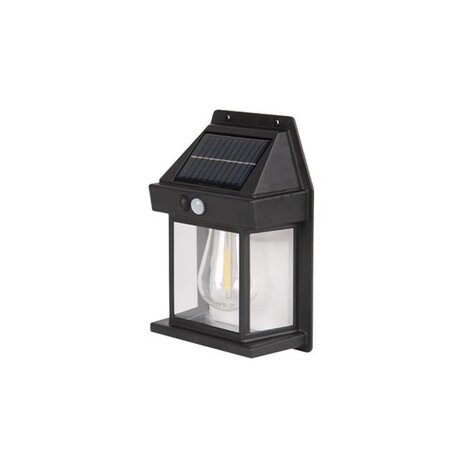 Solar Led wandlamp buiten - Tuinverlichting op zonne-energie - Zwart - 3000K Warm Wit - 70 lumen