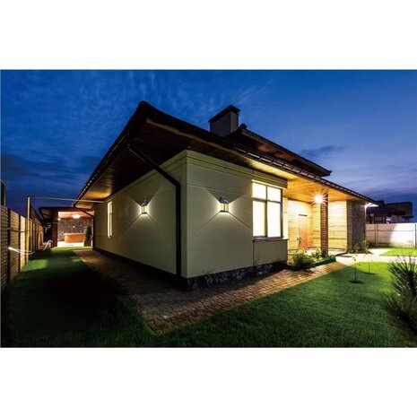 Solar Led wandlamp buiten - Tuinverlichting op zonne-energie - Zwart - 3000K Warm Wit - 70 lumen