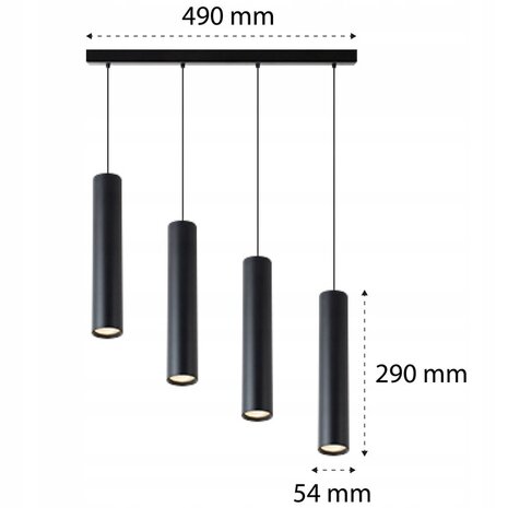 PIRRO-4-Hanglamp-Plafondlamp-GU10 Fitting-x4-Eetkamer-Keuken-woonkamer-490mm