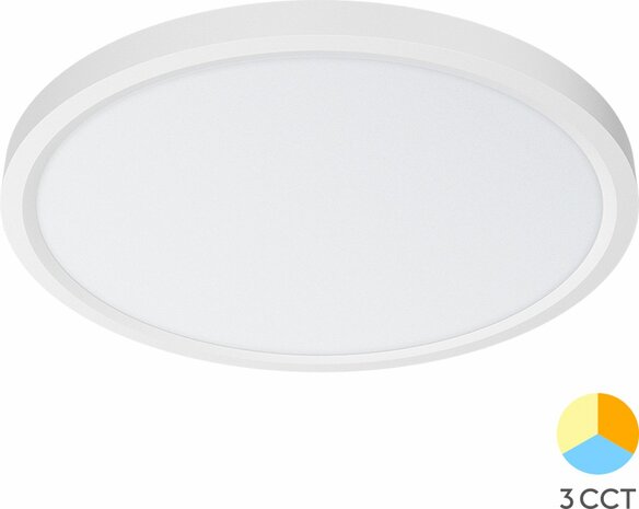 JADE - LED Plafondlamp - Keuken Woonkamer &Oslash;50 - 45W - CCT Aanpasbaar kleuren - 3000K-4000K-6000K - Mat Wit - Opbouw - Rond - IP20