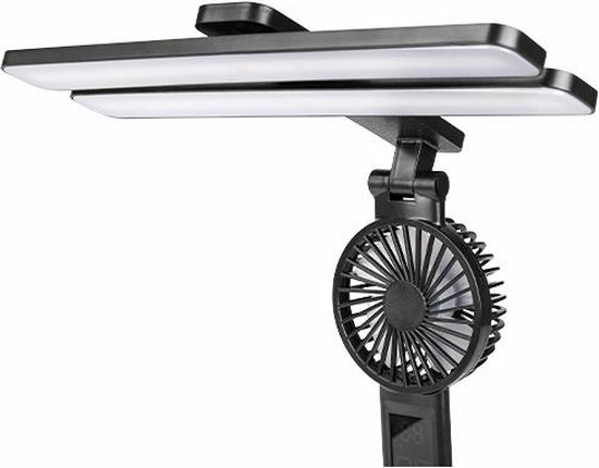 SUMMER - Tafellamp - Bureaulamp - met fan - Aanpaspare licht kleuren CCT - 7w - 200 Lumen - 3000K,4000K,6000K - zwart