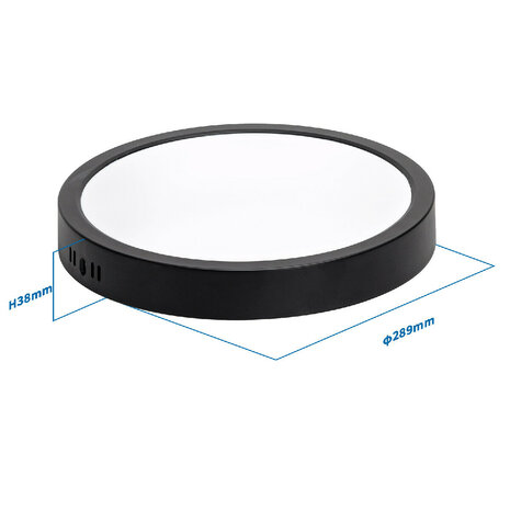 MILENA - Led Plafondlamp - Zwart kleur - opbouwlamp - 36w - CCT - Aanpasbare licht kleuren 3000K,4000K,6000K - 3600Lumen - Rond - 290 mm