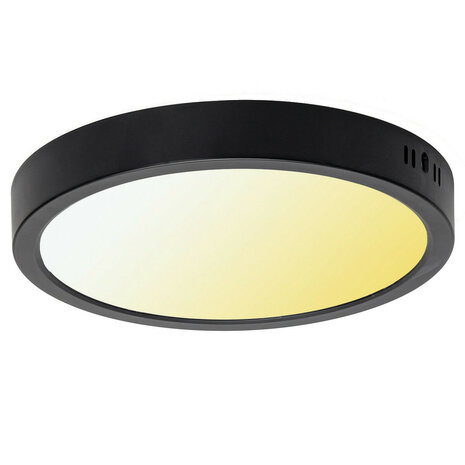 MILENA - Led Plafondlamp - Zwart kleur - opbouwlamp - 36w - CCT - Aanpasbare licht kleuren 3000K,4000K,6000K - 3600Lumen - Rond - 290 mm