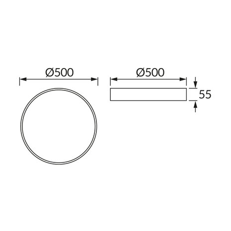 Led Plafondlamp - 48w - 4000K Daglicht - 5130 Lumen -Rond - Wit - 500 mm