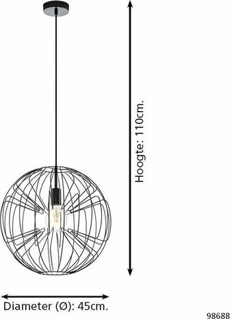 EGLO Okinzuri - Hanglamp - E27 - &Oslash; 45 cm - Zwart