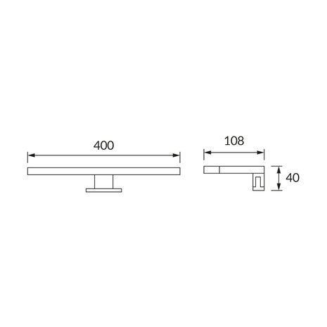 NERON LED Spiegelverlichting - Badkamer Lamp - Schilderijverlichting - Rechthoek 6W - 530 Lumen - 4000K Daglicht wit - Zwart - Kunststof - 400 mm - IP44