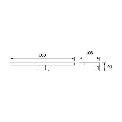 NERON LED Spiegelverlichting - Badkamer Lamp - Schilderijverlichting - Rechthoek 8W - 770 Lumen - 4000K Daglicht wit - Zwart - Kunststof - 600 mm - IP44