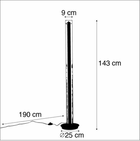 TRIO Leuchten - Vloerlamp - 1 lichts - H 1430 mm - Zwart