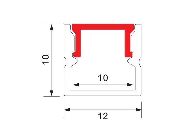 LED Strip Profiel -Zilver Aluminium - 2 Meter - 12x10mm - Opbouw