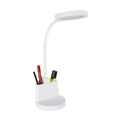 LABOR -LED Bureaulamp - Tafelverlichting - 8w - 4000K Daglicht wit - 560 Lumen - Rond - 3 step touch dimmer - Aluminium - Wit